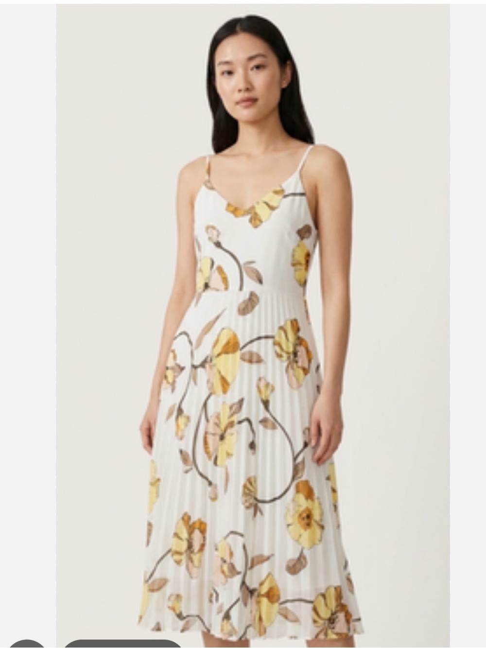 New Day Womens Size Small Floral Spaghetti Strap Maxi Dress Floral Pleated Slip